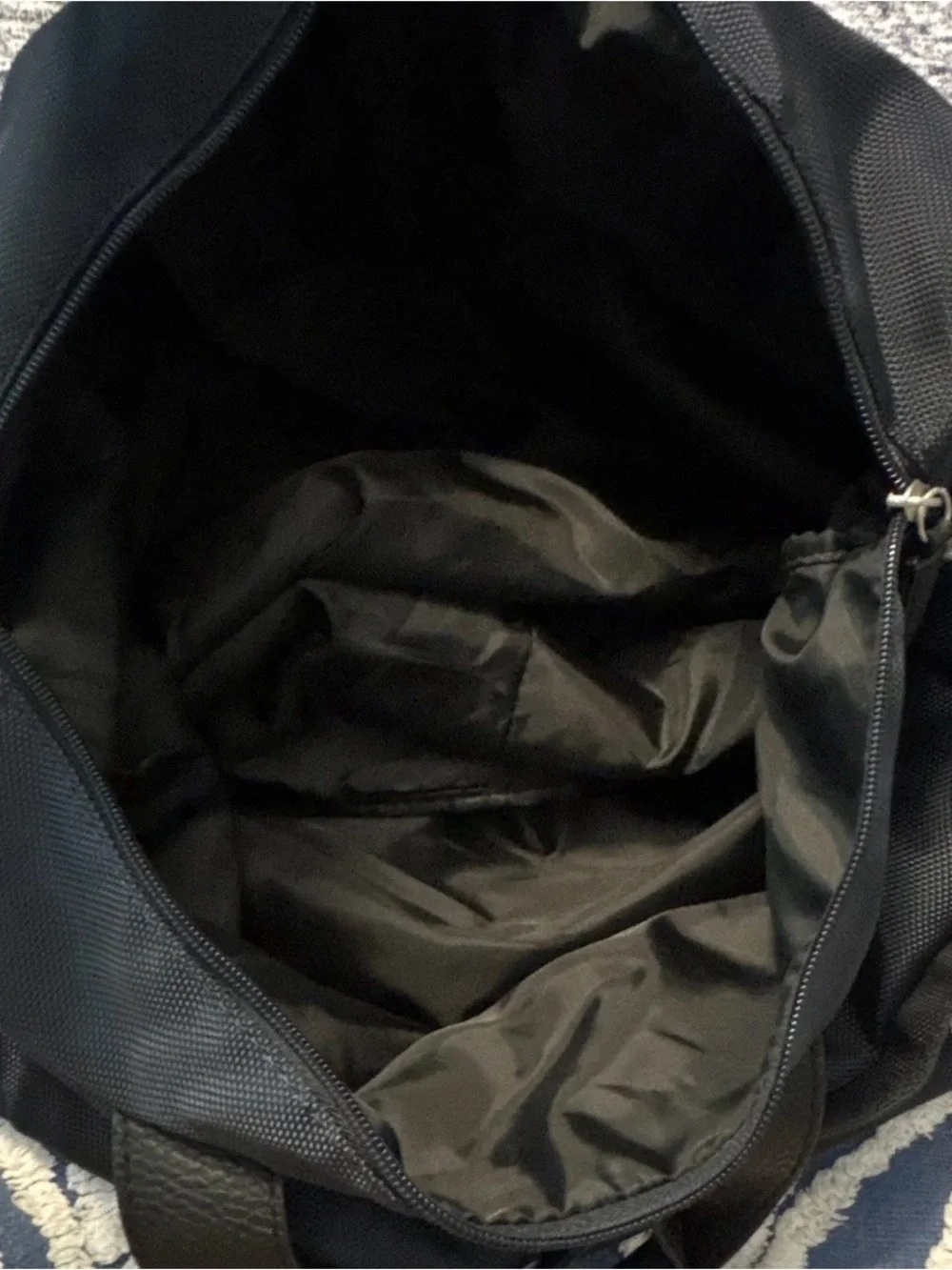 Giorgio Armani Black Nylon Duffel Bag with Leather Trim
